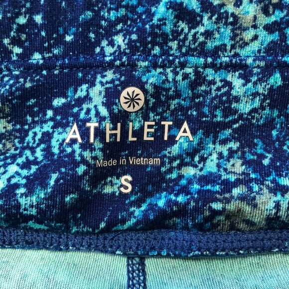 Athleta Blue Splatter Be Free Knicker Cropped Stretch Athletic Legging - Picture 6 of 13